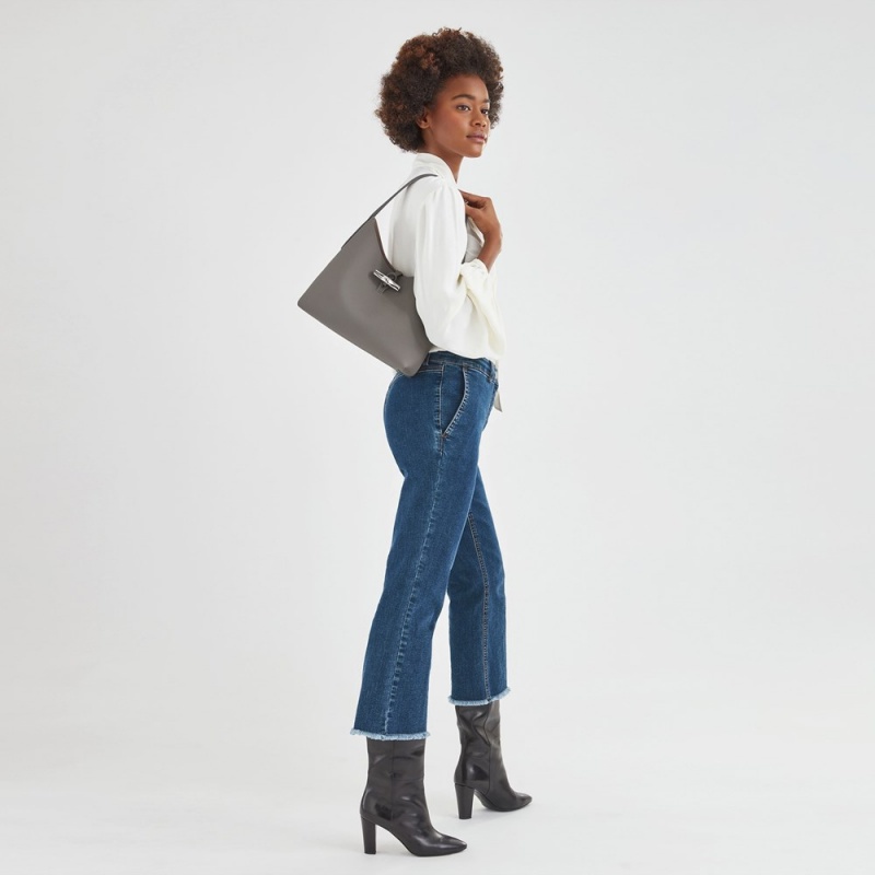 Grey Longchamp Roseau M Women's Hobo Bags